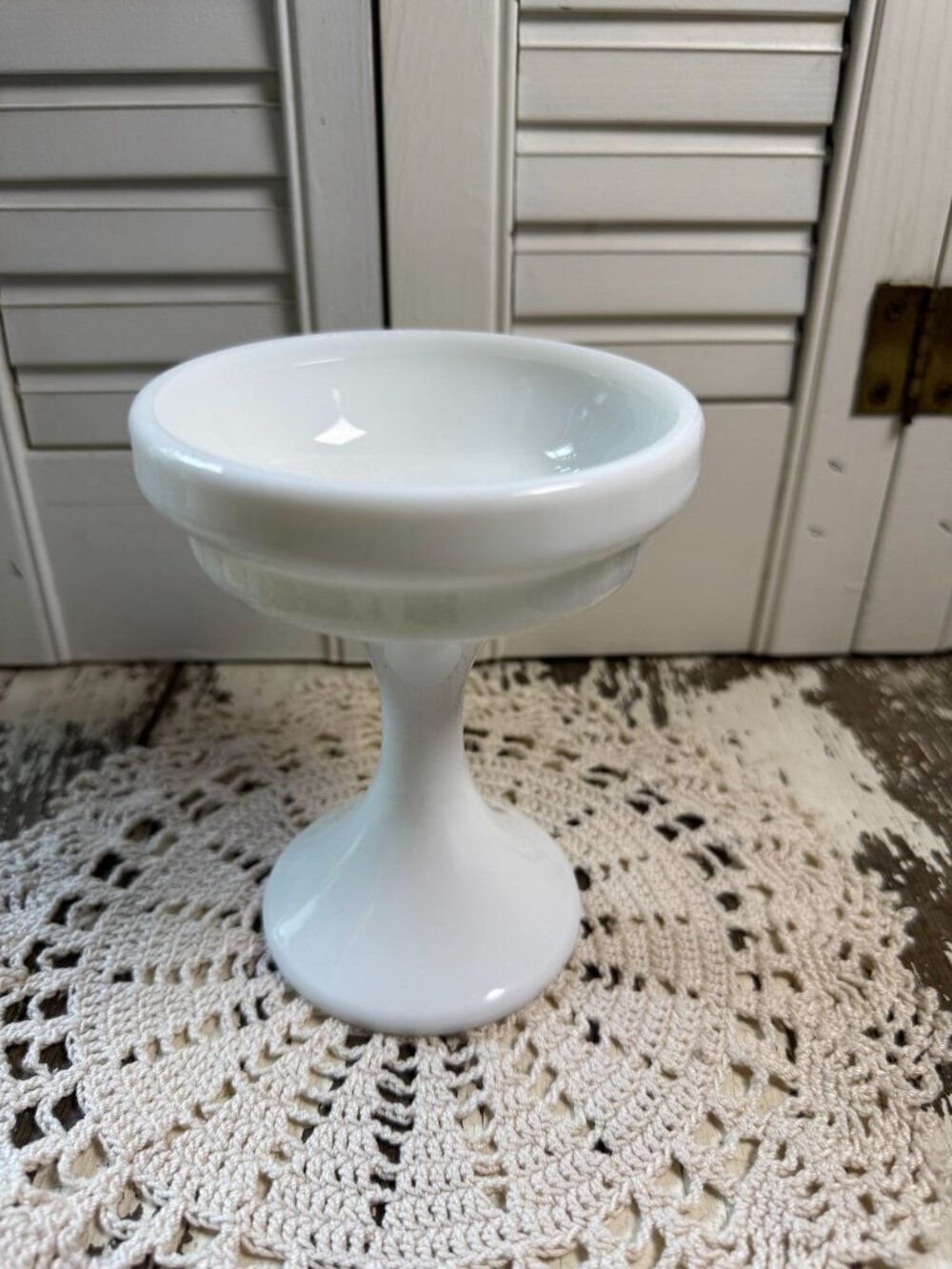 Vintage Westmoreland Milk Glass Fairy Lamp Pedestal Base WG Marked 5"